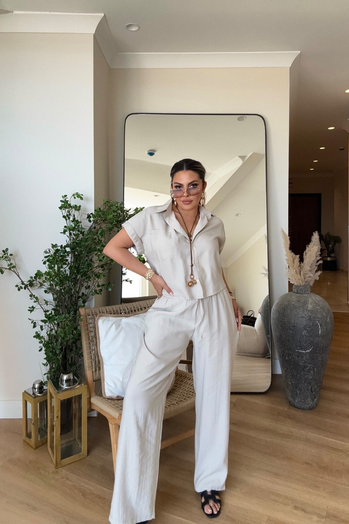 Tencel Kumaş Kısa Kollu Takım Taş