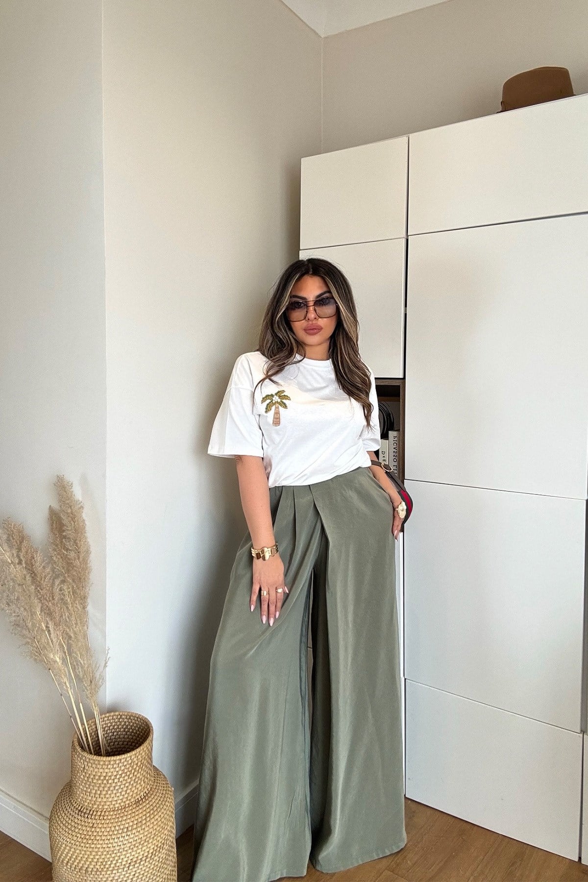Tencel Kumaş Pantolon Etek Haki