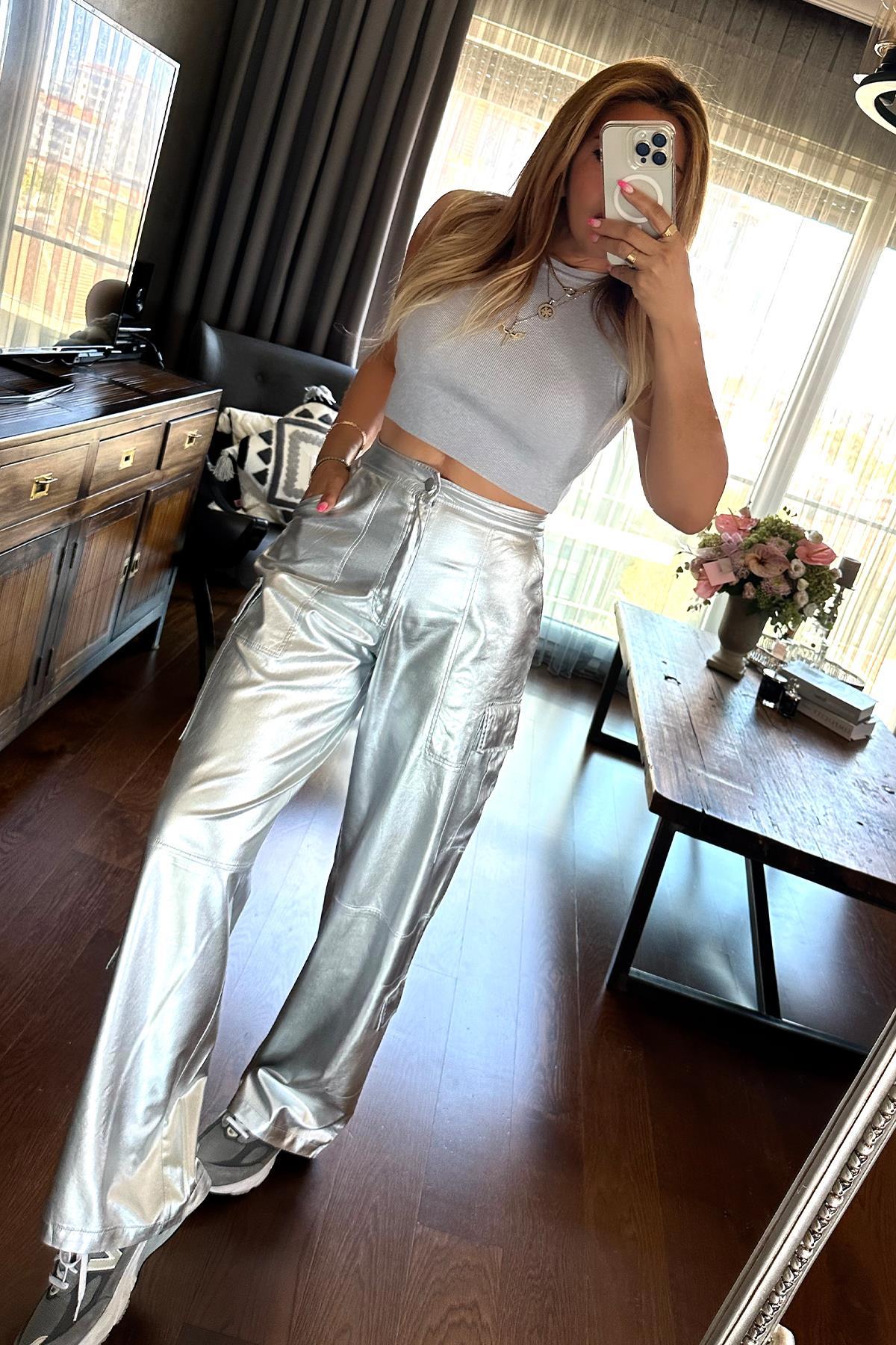 Triko Bisiklet Yaka Crop Gri