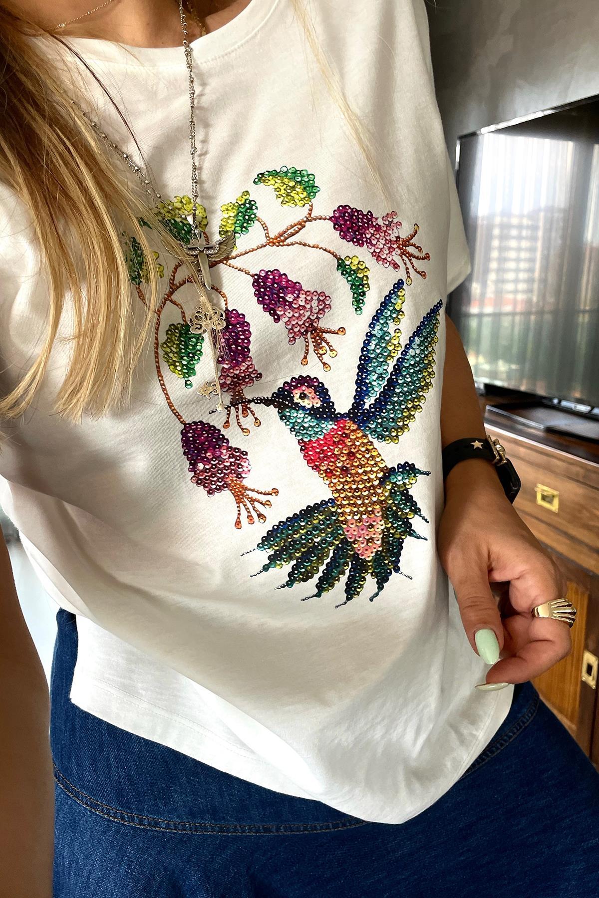 Üzümlü Tshirt Ekru