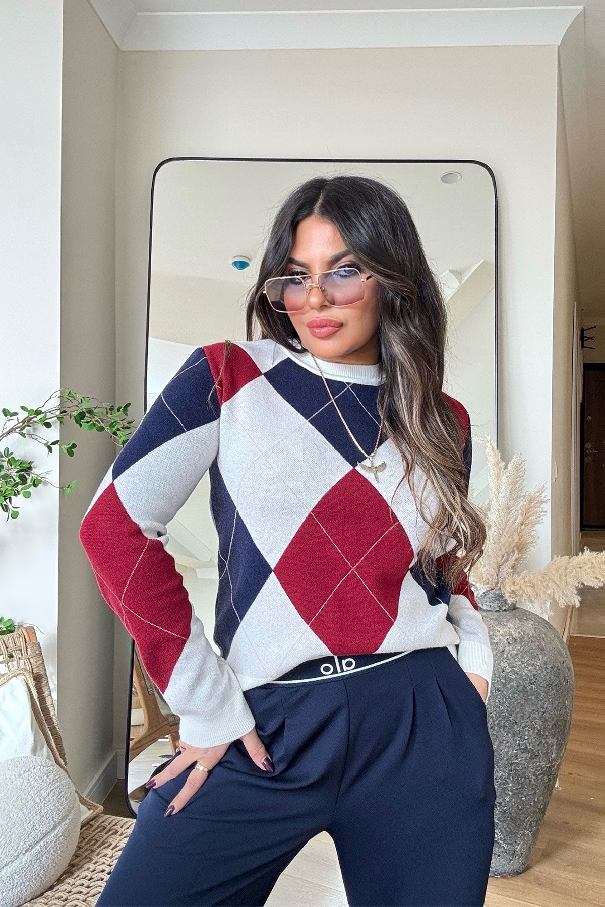Viscosoft Luxe Triko Kazak Ekru-Lacivert