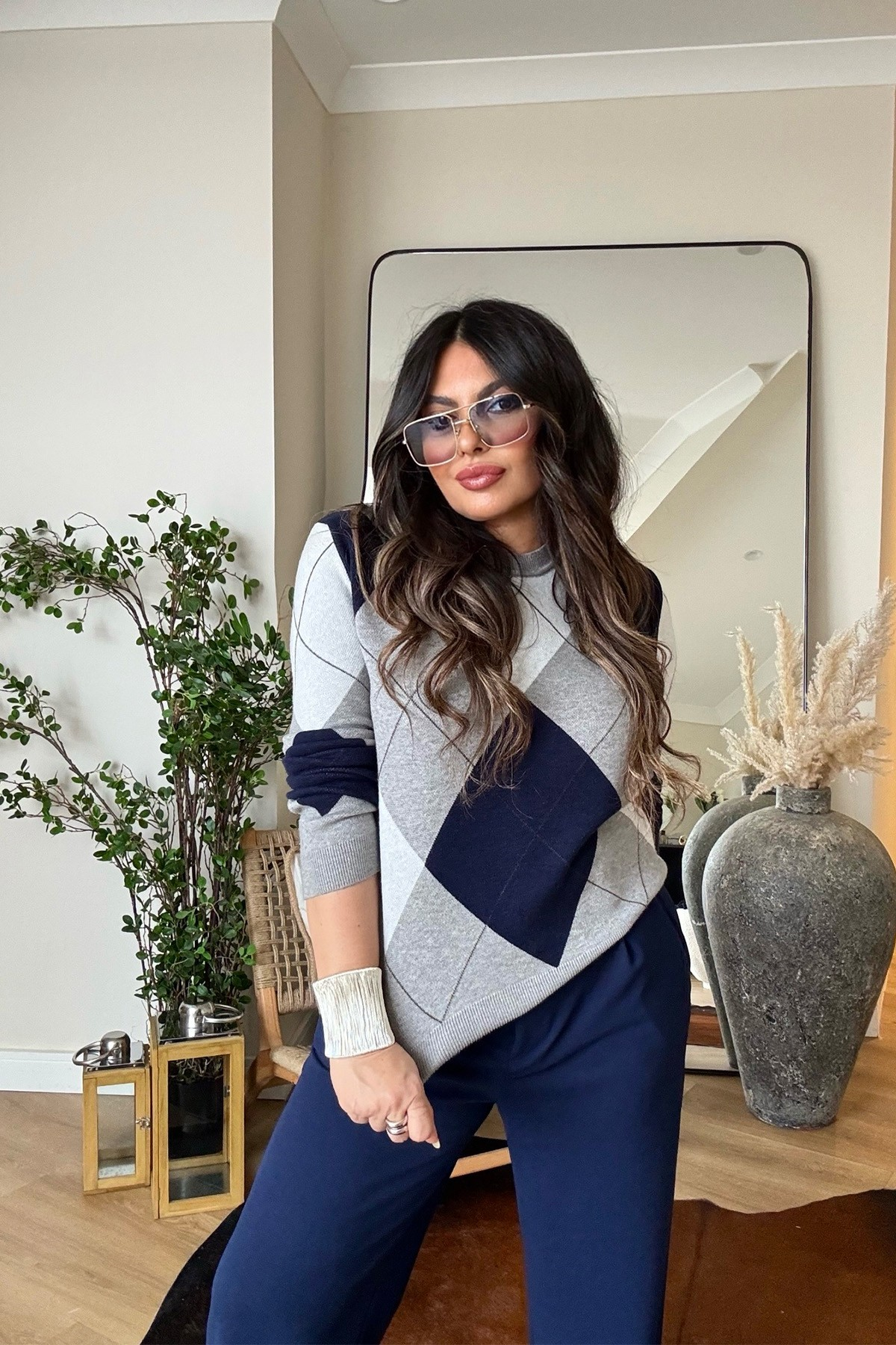 Viscosoft Luxe Triko Kazak Lacivert-Gri