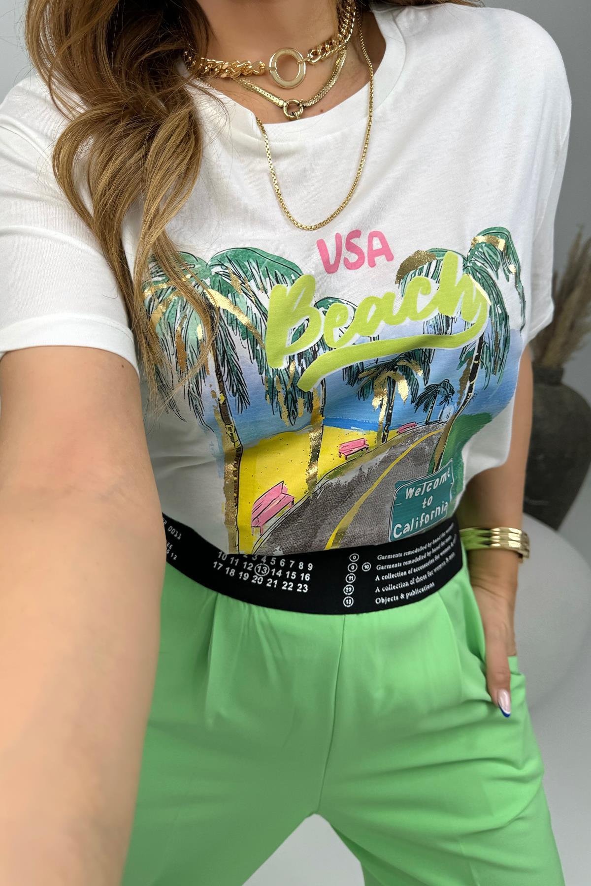 Welcome To California Tshirt Ekru