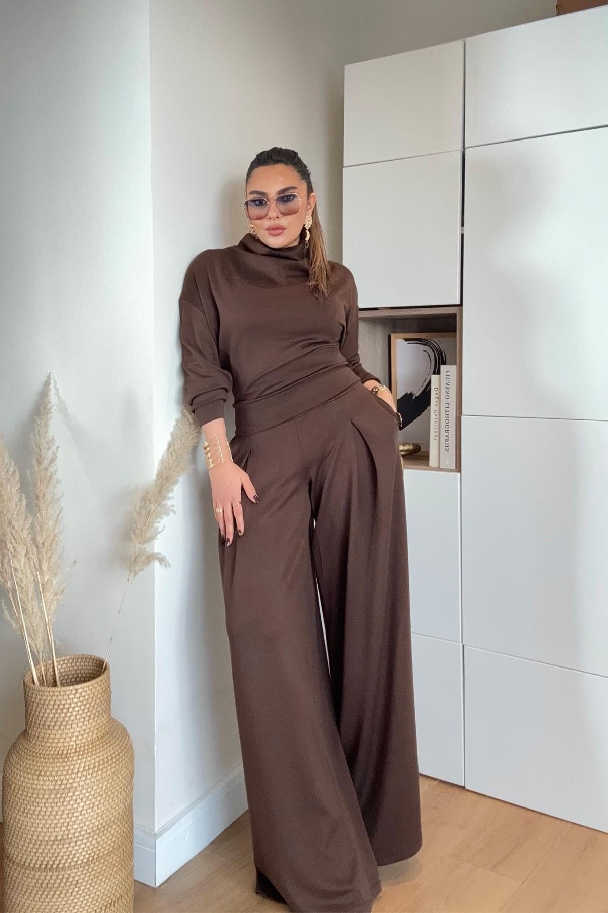 Yarım Balıkçı Yarasa Kol Takım Acı Kahve