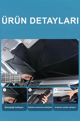 Tüm Araçlar Için Araba Ön Cam Güneşlik Katlanabilir Güneşlik Şemsiye Ön Cam Gölgelik 140cm x 77 cm