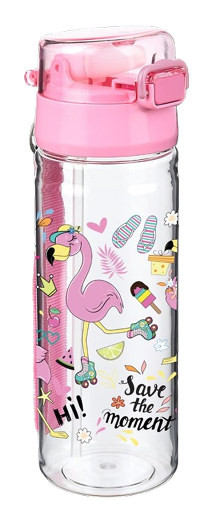 500ml Darbeye Isıya Dayanıklı Pipetli Suluk Matara BPA İçermez SYG435-Flamingo