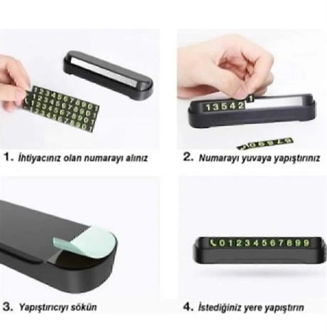 Araba Park Numaratörü Araç Içi Torpido Üstü Açılır Kapanır Neon Telefon Numarası Bırakma