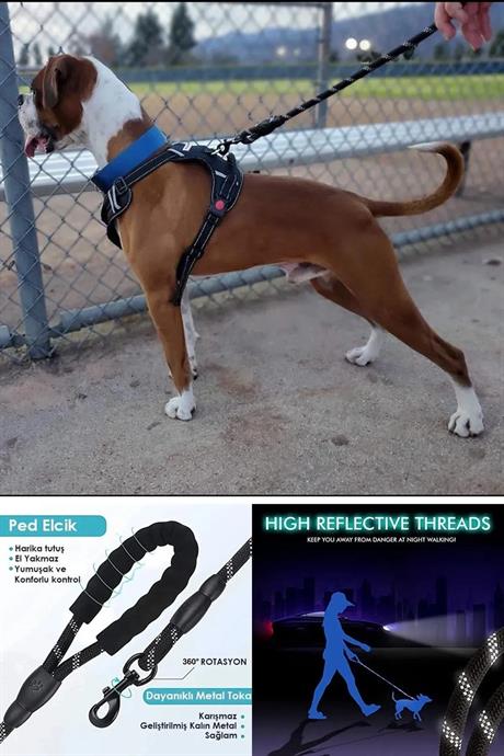 Orta ve Büyük Boy Köpekler İçin Kalın Gezdirme Tasma Kayışı Reflektörlü 130 Cm SYG-ReflektörTasma