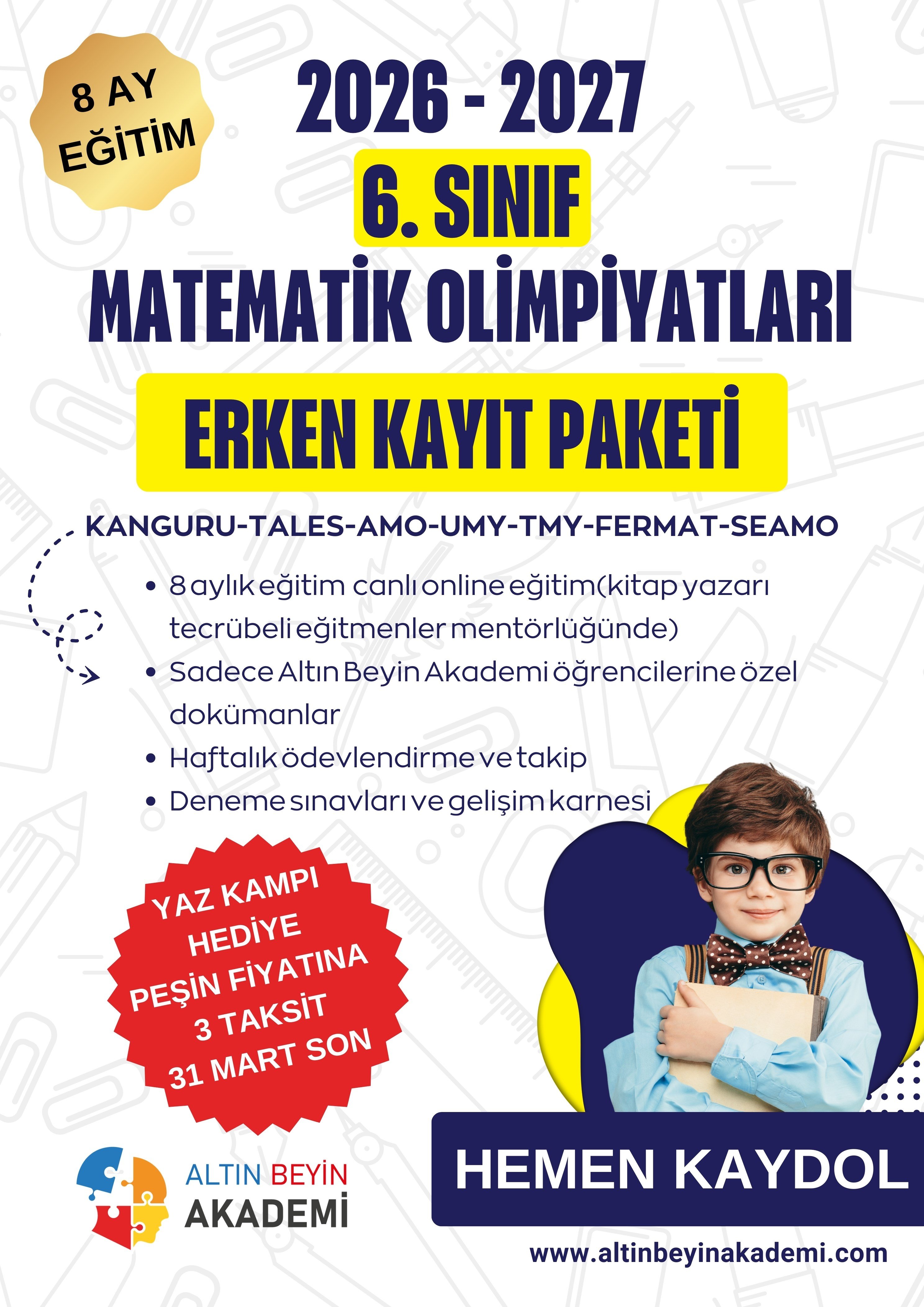 2026-2027 6. Sınıf Matematik Yarışmaları Erken Kayıt Paketi | Bilsem Kanguru Matematik Hazırlık