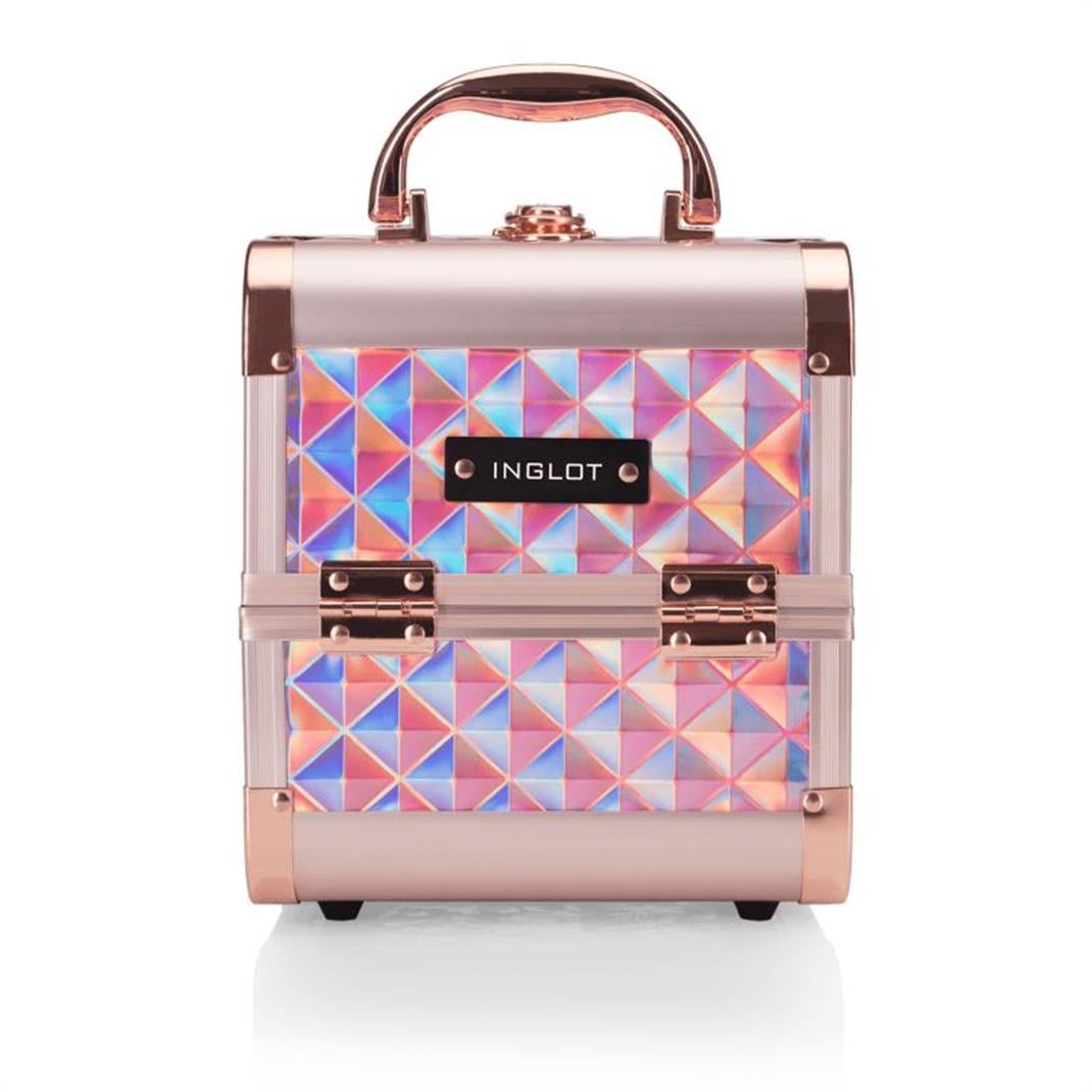 MAKEUP CASE DIAMOND MINI HOLOGRAPHIC ROSE GOLD