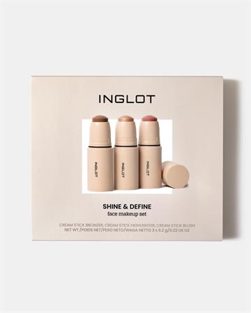INGLOT Shine & Define Yüz Makyaj Seti – Işıltılı ve Belirgin Görünüm İçin 3’lü Krem Stick Set