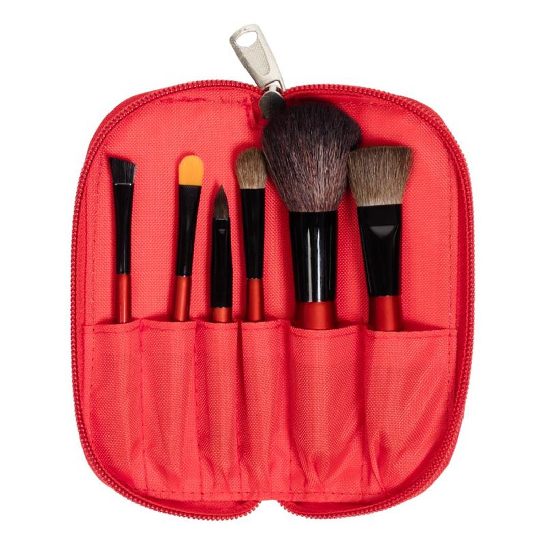 6' lı Makyaj Fırçası Seti-Travel Brush Set (6 PCS) Red | INGLOT