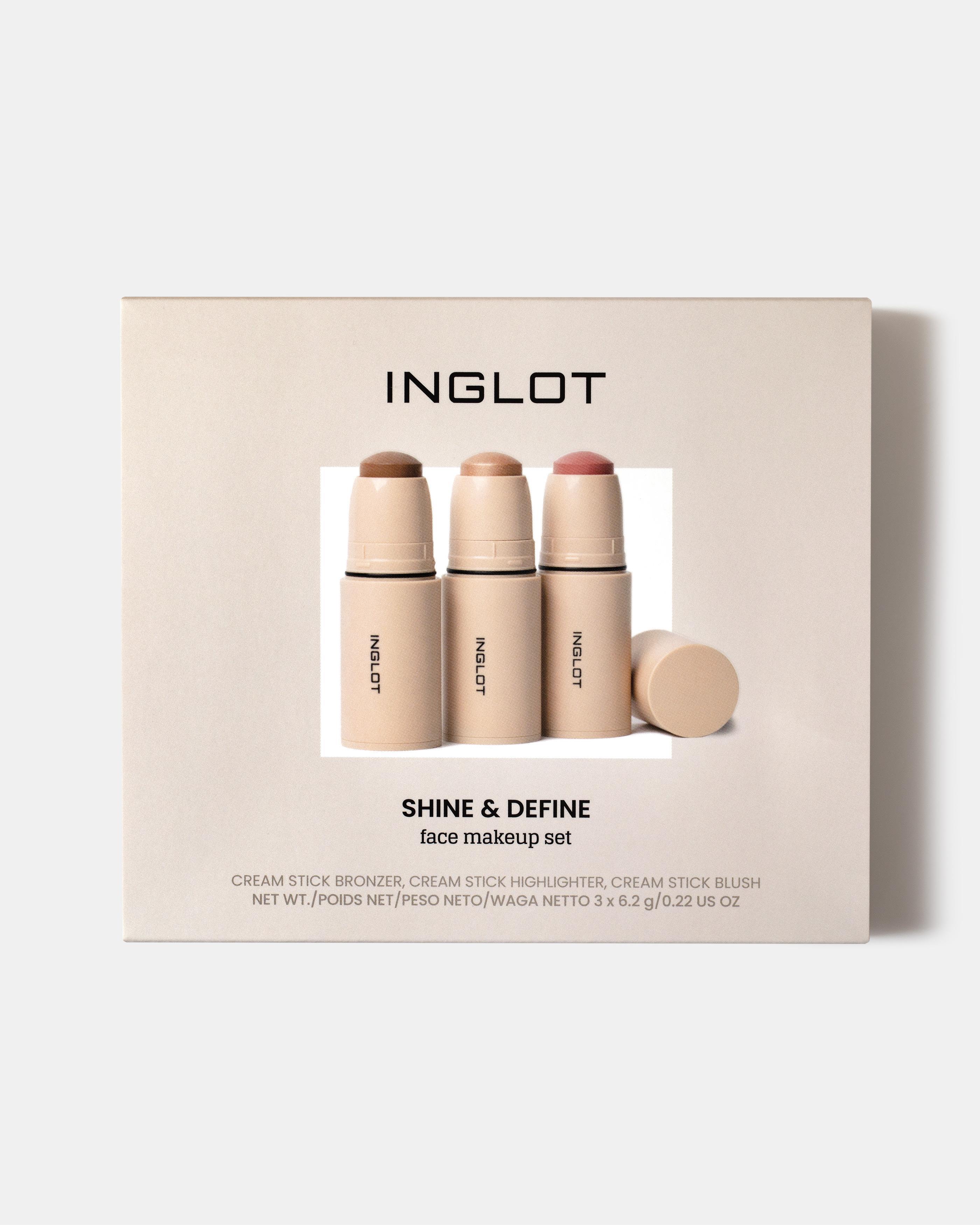 INGLOT Shine & Define Yüz Makyaj Seti – Işıltılı ve Belirgin Görünüm İçin 3’lü Krem Stick Set