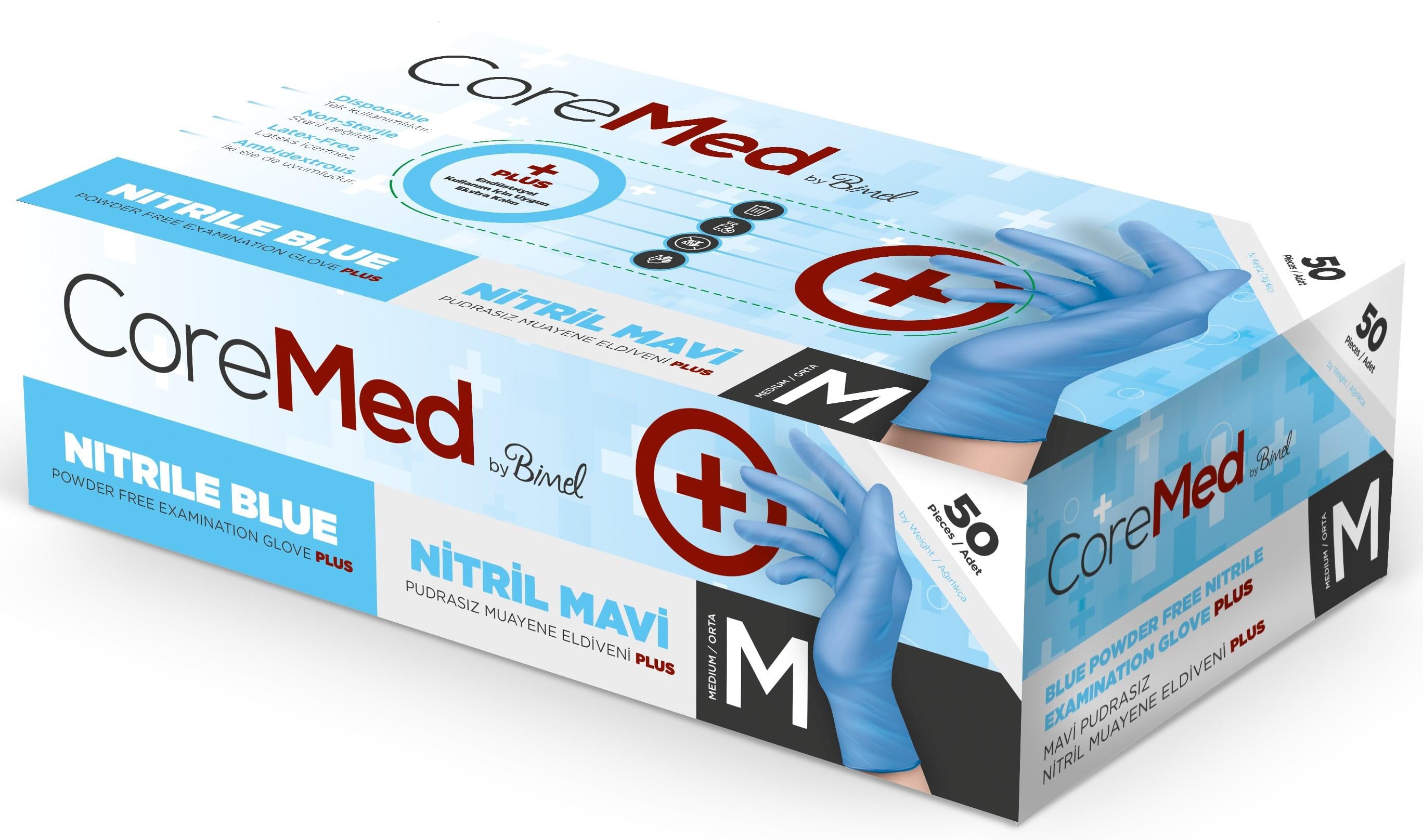 Bimel Coremed Pudrasız Nitril Mavi Eldiven