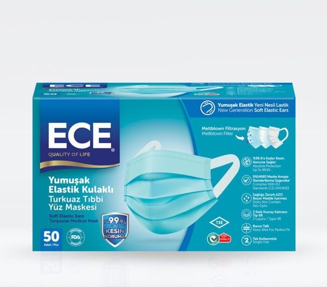 Ece Yumuşak Elastik Kulaklıklı Beyaz Yüz Maskesi 