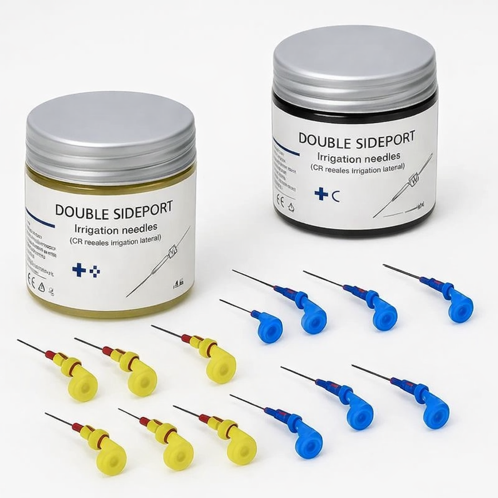 Raito İrrigasyon İğnesi Açılı Çift Delikli Stoperli