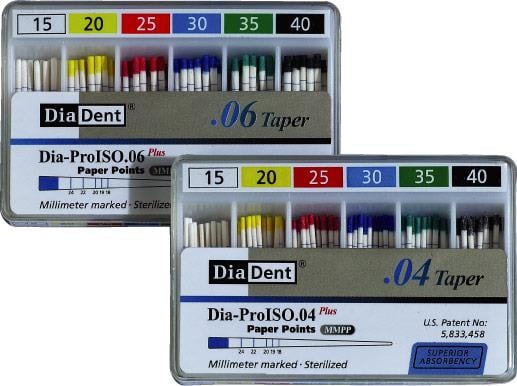 Diadent DIA-PROISO Açılı Paper Points .04 Açılı 