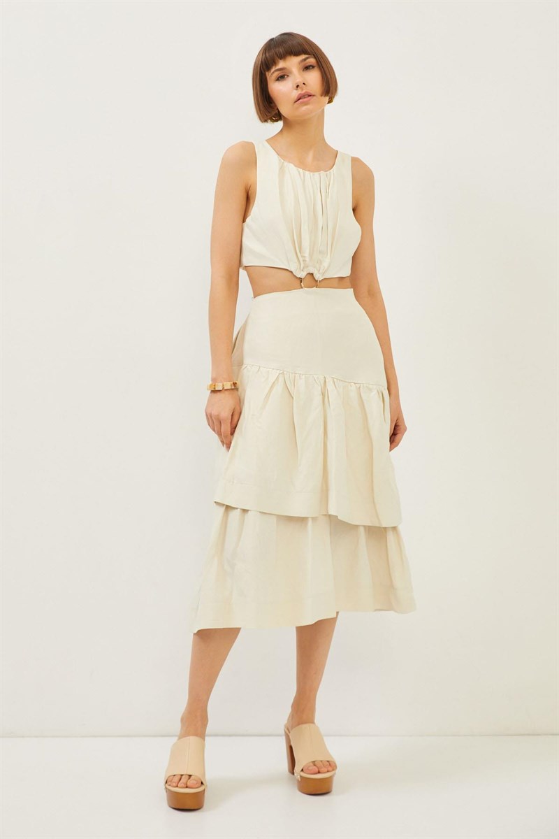 1YI2CEL1662 DRESS ECRU