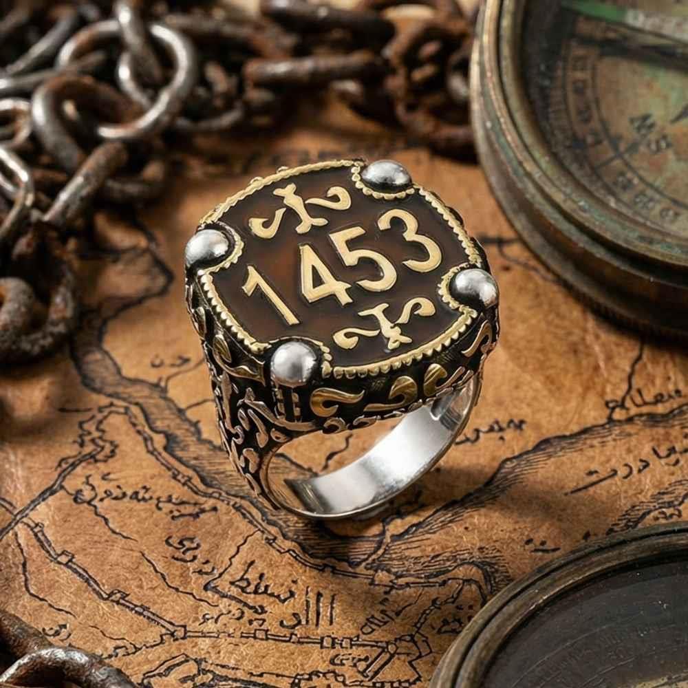 1453 Motifli Gümüş Erkek YüzükOsmanlı Yüzükleri