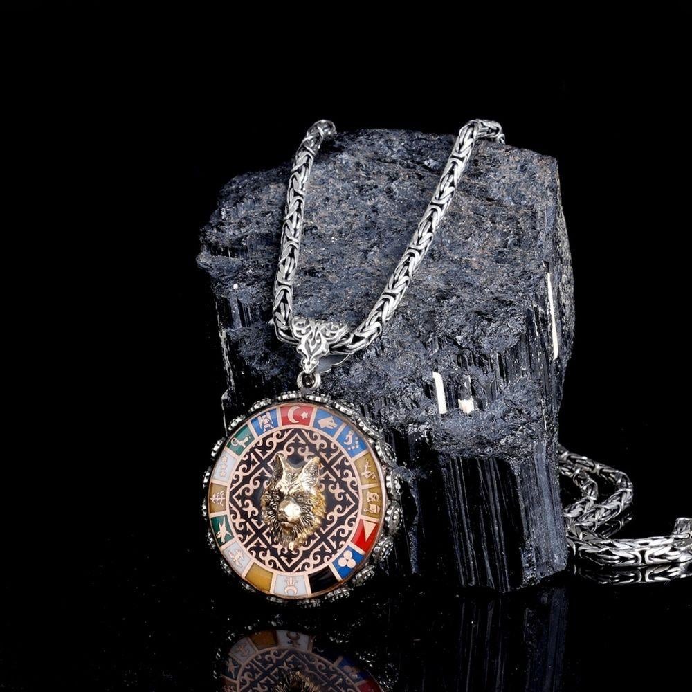 2D Bozkurt 16 Türk Devleti Gümüş Kolye