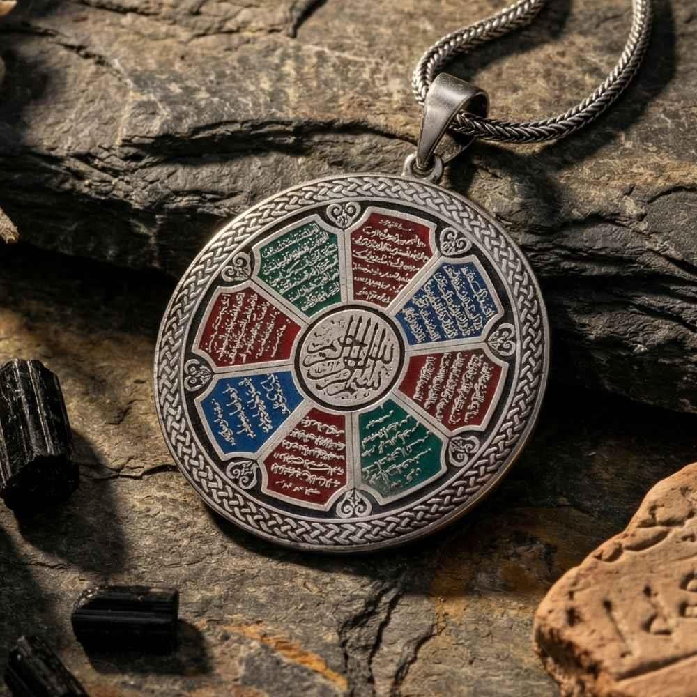 8 Sureli Koruyucu Gümüş KolyeDualı Kolye