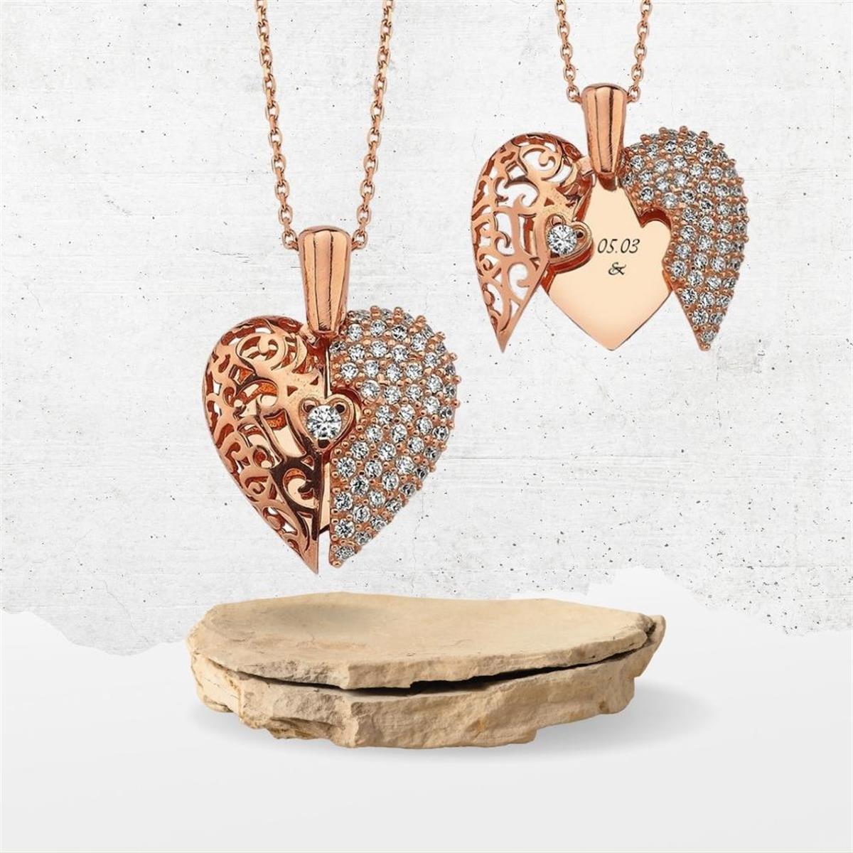 Açılır Kalp Kadın Gümüş Kolye