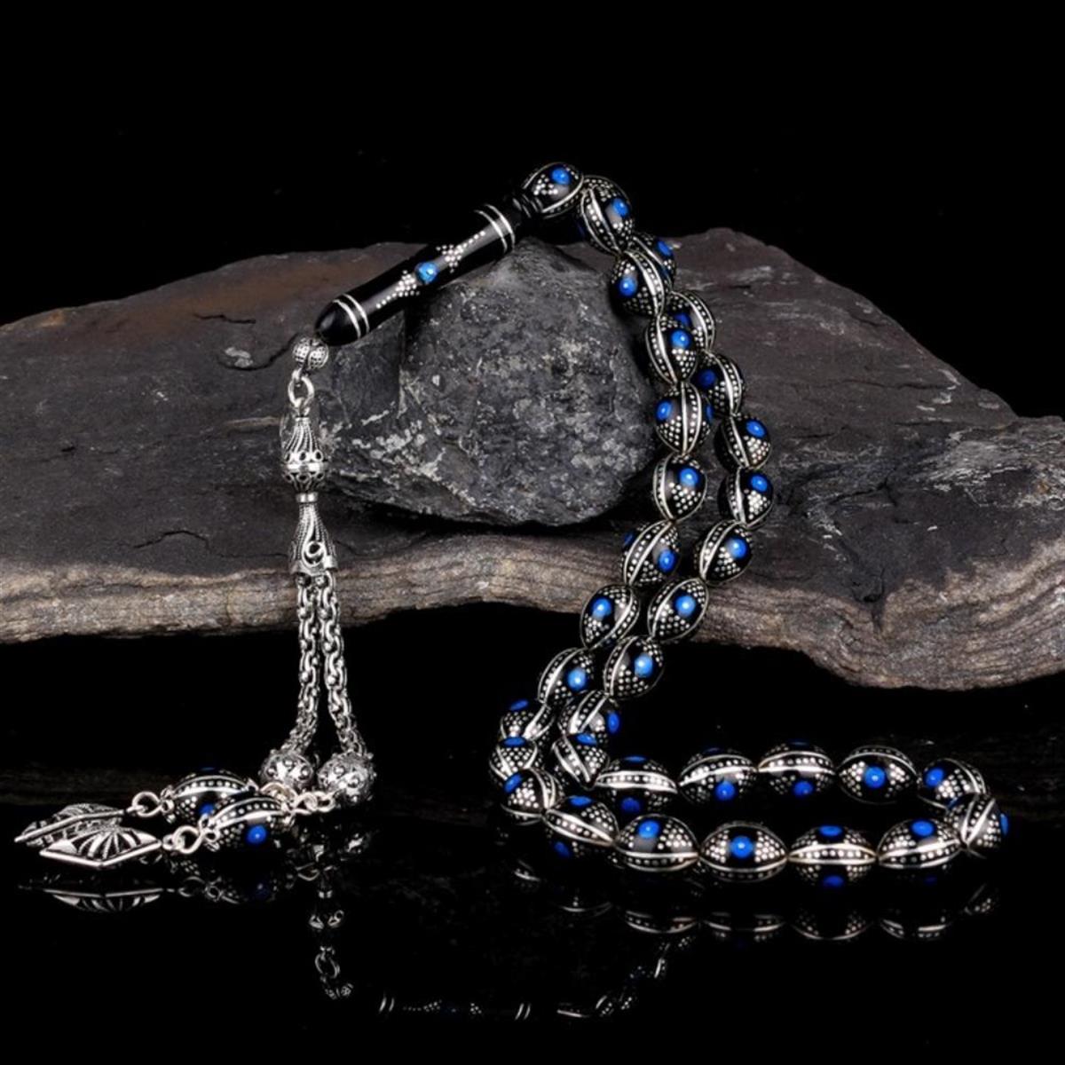 Arpa Model Gümüş Erzurum Oltu Taşı Tesbih