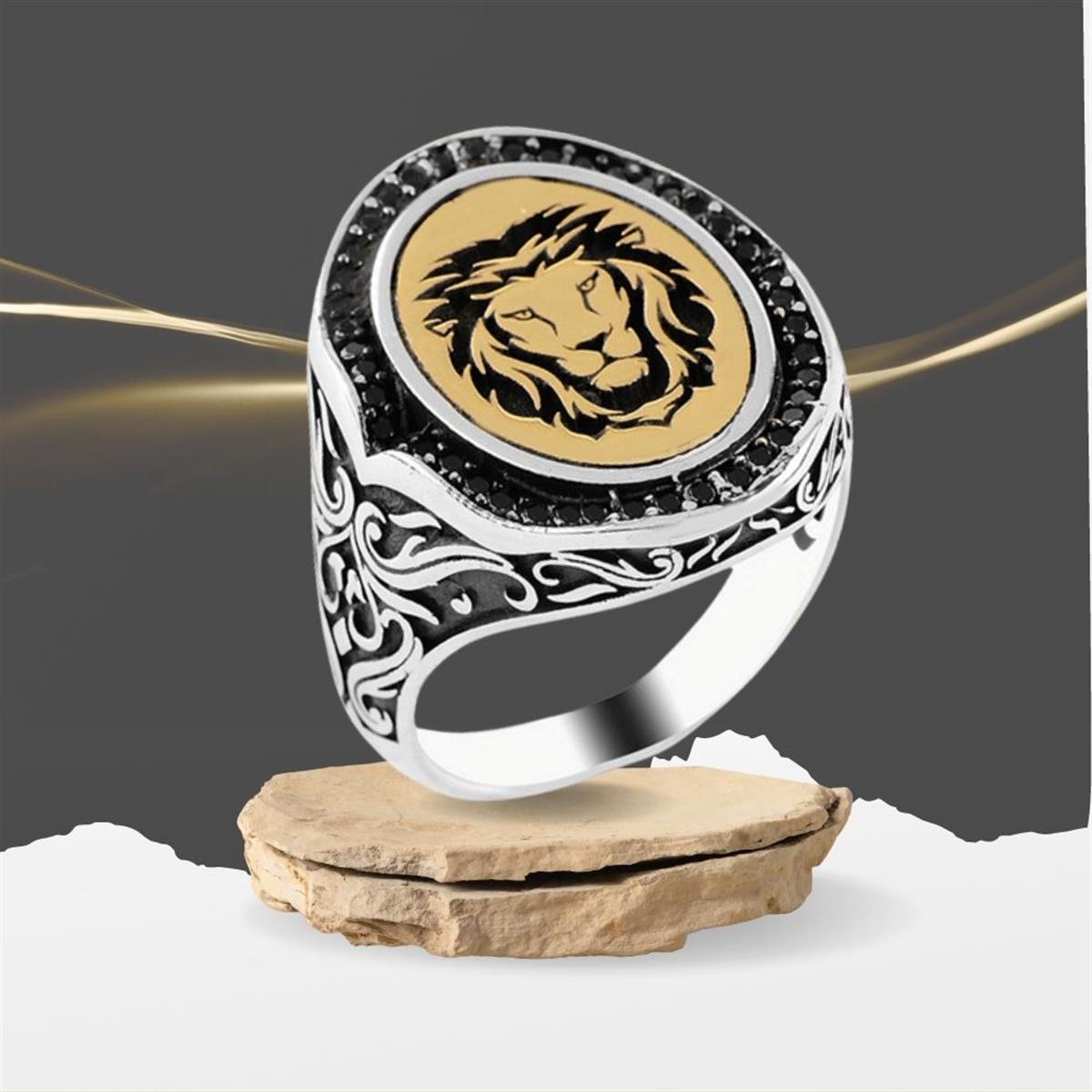 Aslan Figürlü Selçuklu Motifli Gümüş Yüzük
