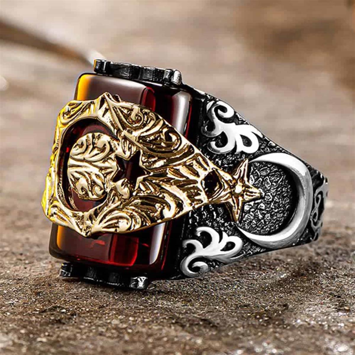 Ay Yıldız Bayrağımız Gümüş Erkek Yüzük