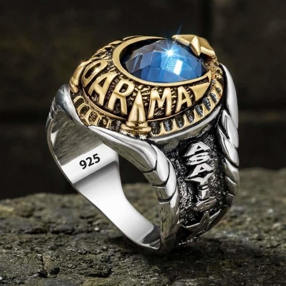 Ay Yıldız İşlemeli Jandarma Gümüş YüzükAsker & Polis Yüzükleri