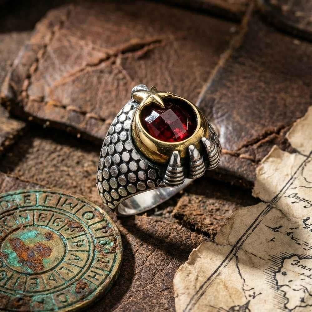 Ay Yıldız Zirkon Taşlı Pençe Model Gümüş YüzükAy Yıldız Yüzükler