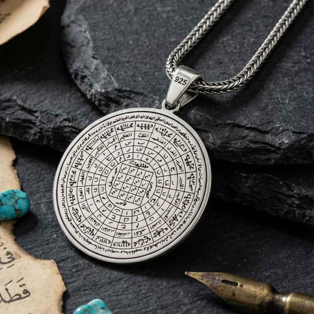 Cennetül Esma İşlemeli Gümüş KolyeDualı Kolye