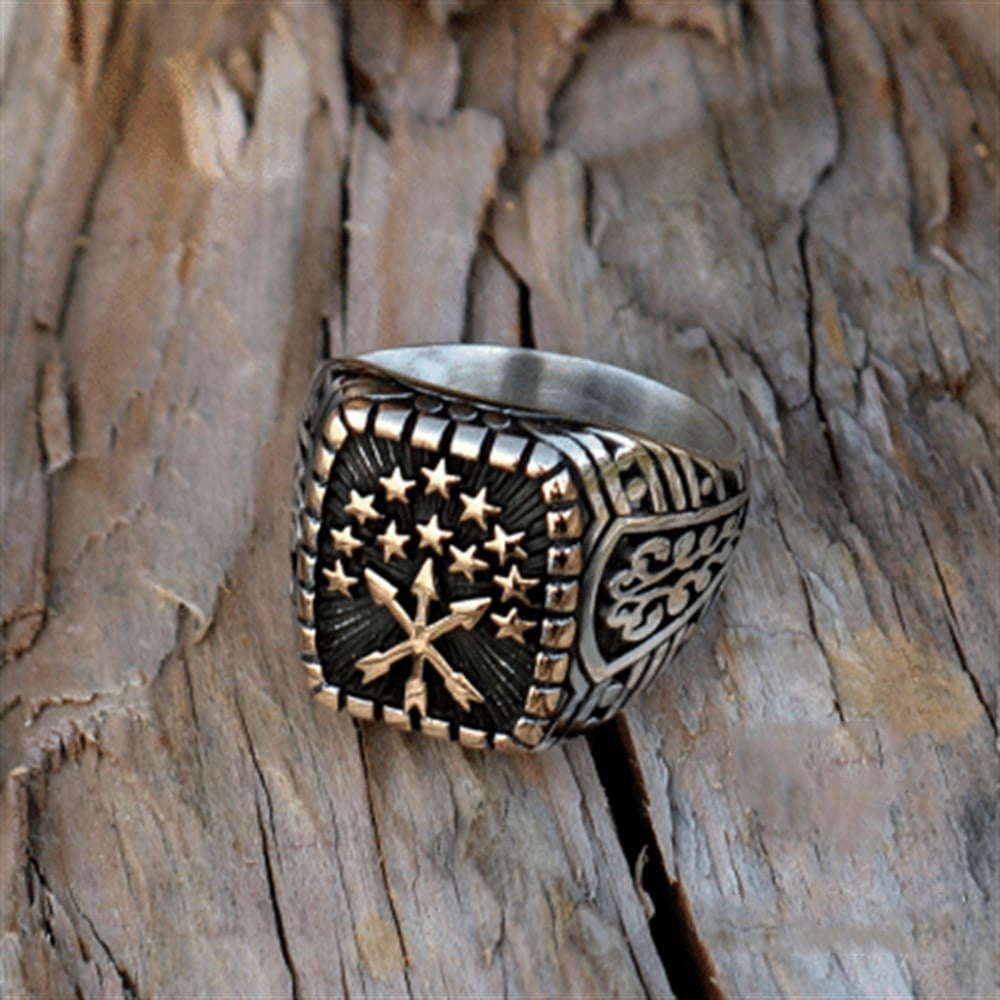 Çerkes Bayrağı Gümüş Erkek Yüzük