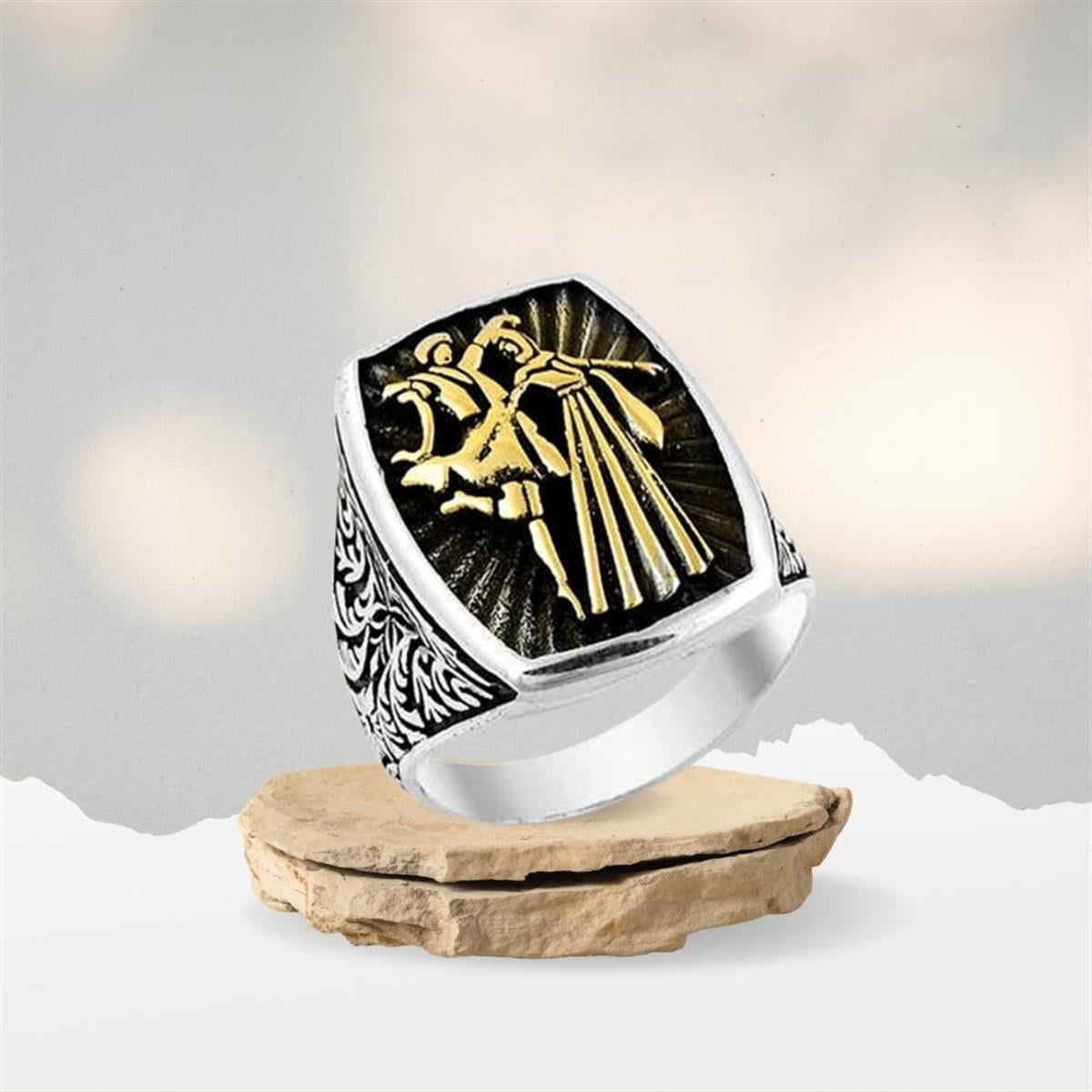 Çerkes Dans Eden Figürü Model Gümüş Erkek Yüzük