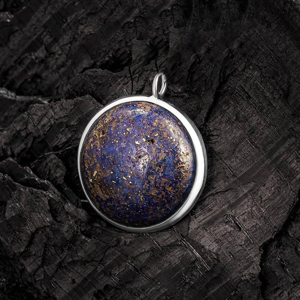 Doğal Lapis Lazuli Taşı Gümüş Kolye UcuKolye Ucu