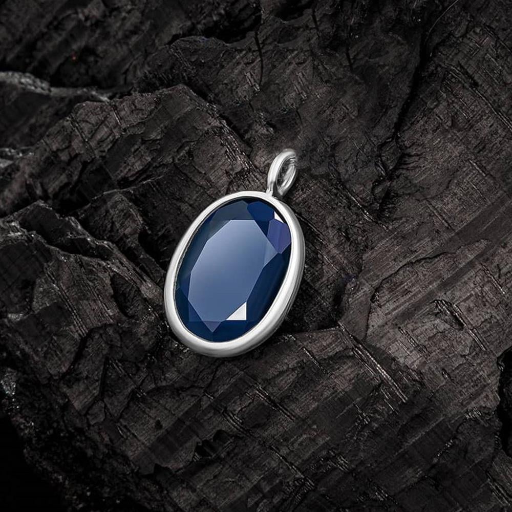 Doğal Safir Taşı Gümüş Kolye UcuKolye Ucu