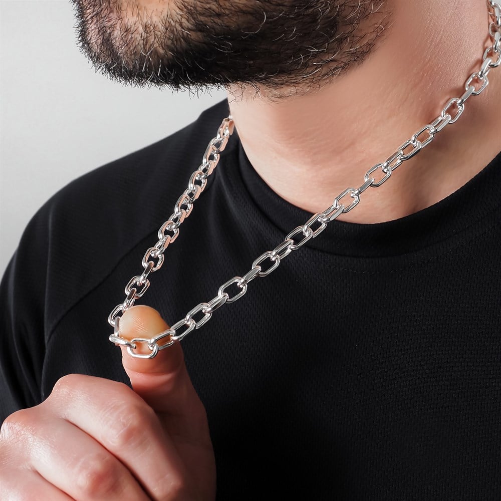 Forse Halkalı Gümüş Zincir Kolye