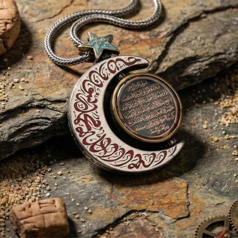 Gümüş Dönen Tasarım Çift Taraflı Dualı KolyeDualı Kolye