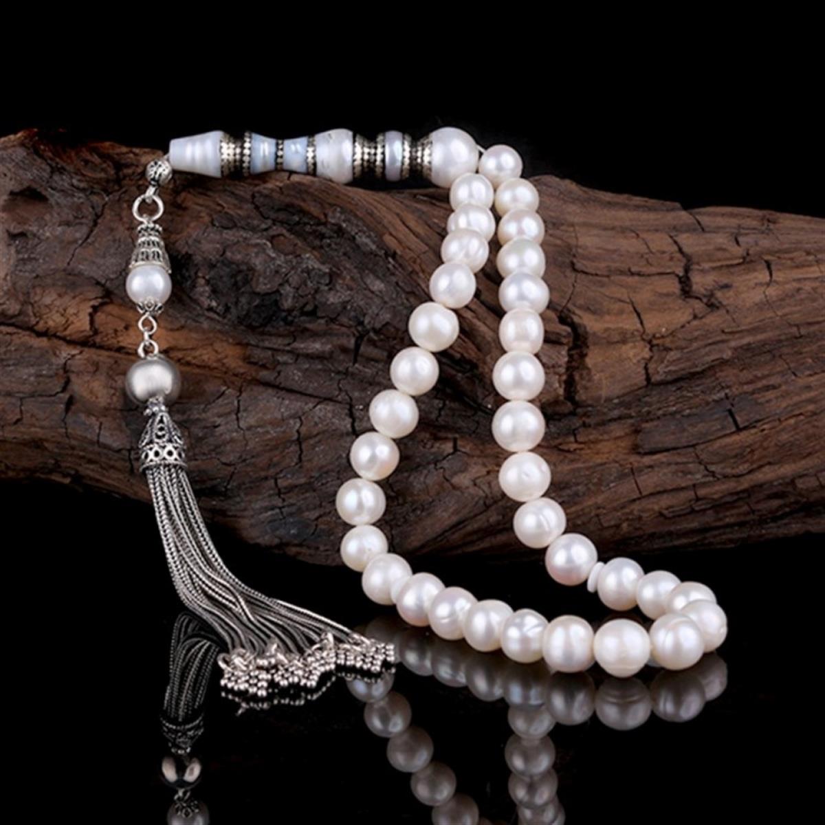 Gümüş Özel Tasarım Nakkaş İmame İnci Taşı Tesbih