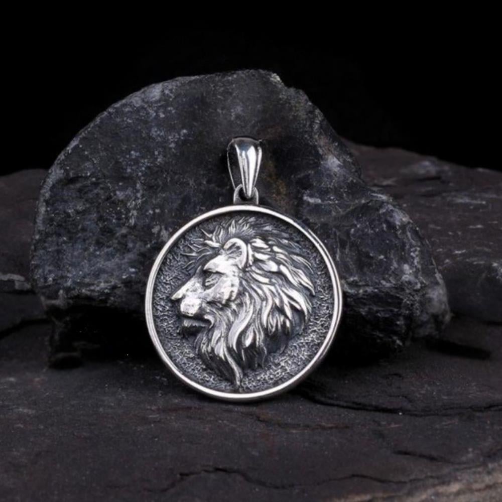 Kabartma Aslan Model Gümüş Kolye UcuKolye Ucu