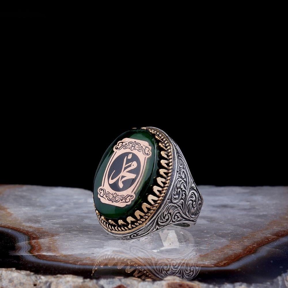 Kalem İşlemeli Hz.Muhammed (s.a.v.) Lafzı Gümüş Yüzük