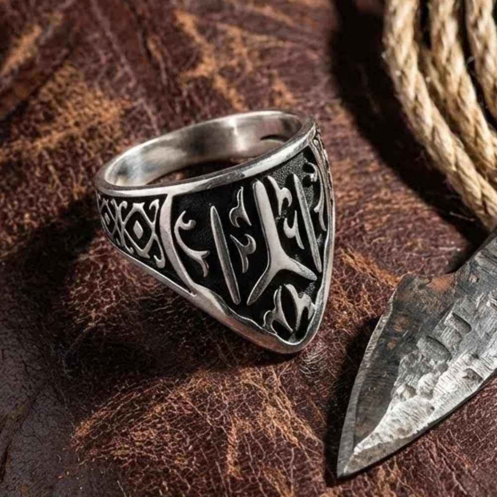 Kayı Boyu Armalı Baş Parmak Modeli Gümüş YüzükBaşparmak & Zihgir Yüzükleri