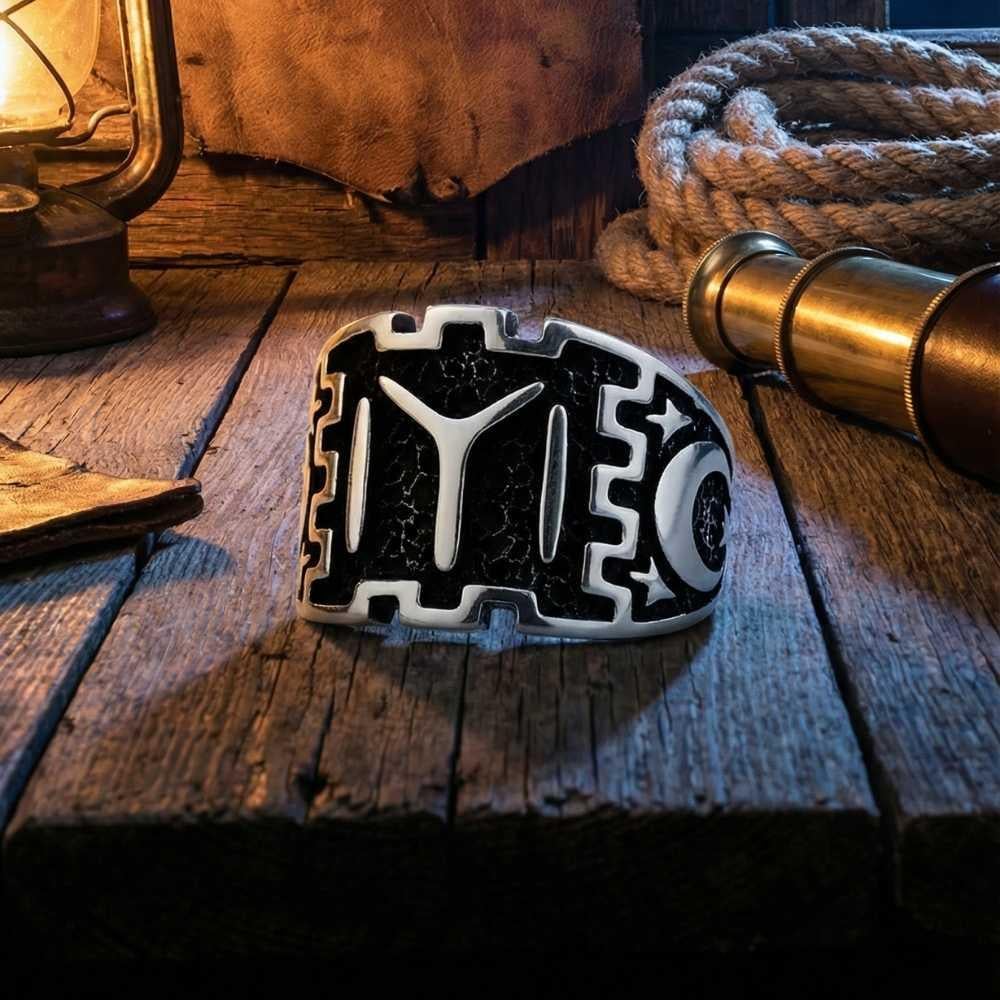 Kayı Boyu Sembollü Ay Yıldız Gümüş YüzükKayı Boyu Yüzük