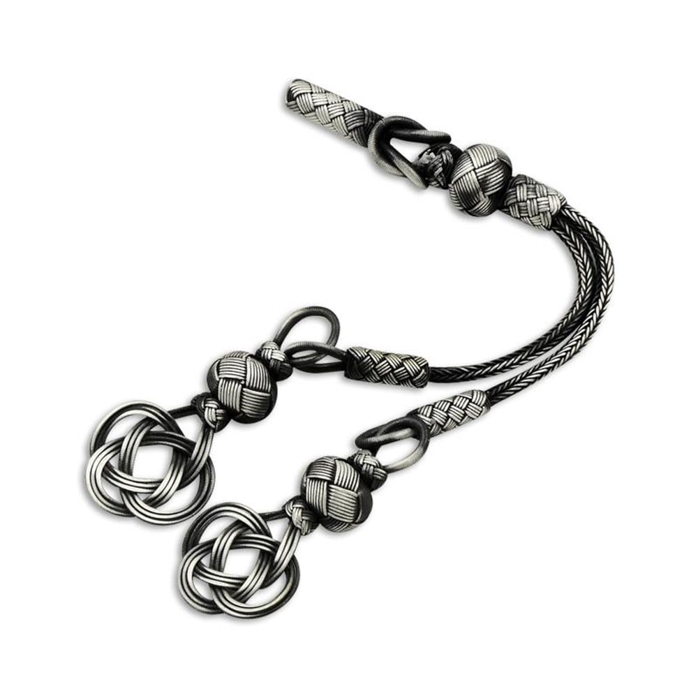 Kazaziye Telkari El İşi Örme İkili Taşsız Gümüş Tesbih Ucu