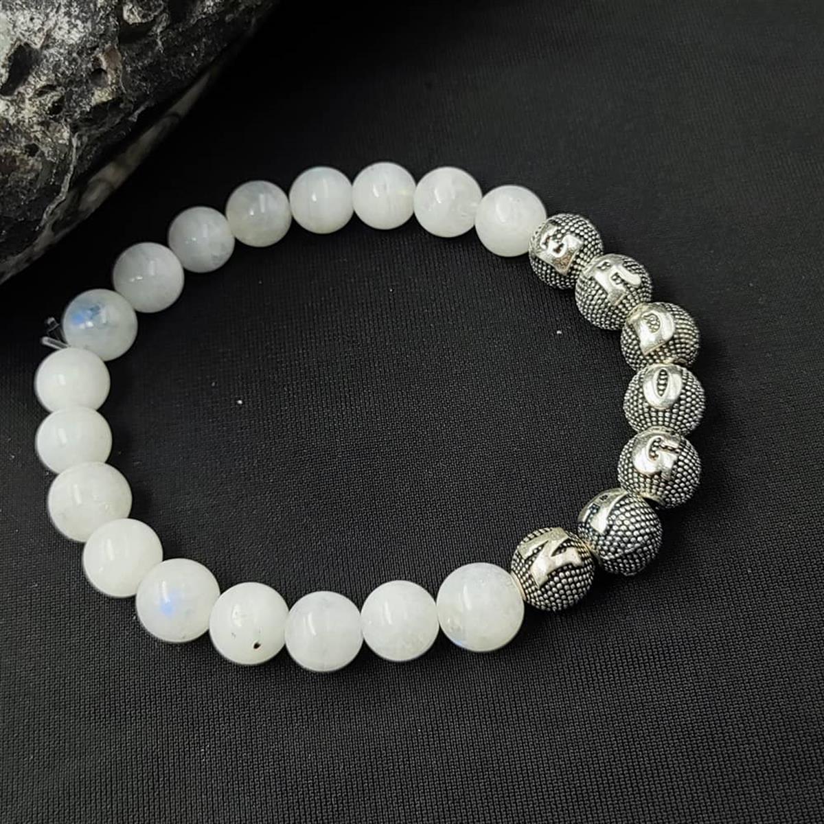 Kişiye Özel Gümüş Harfli Ay Taşı Bileklik