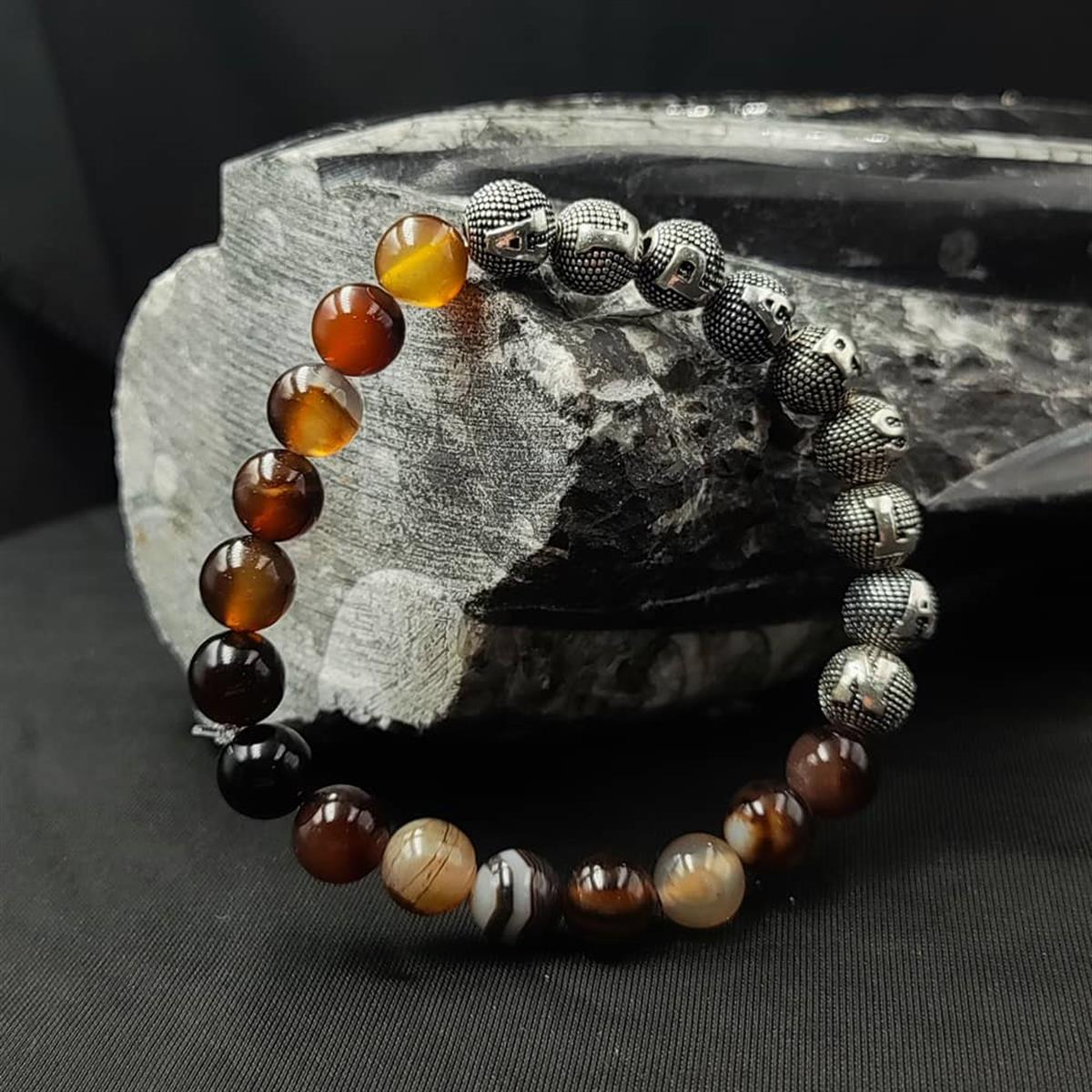 Kişiye Özel Gümüş Harfli Madagaskar Akik Taşı Bileklik