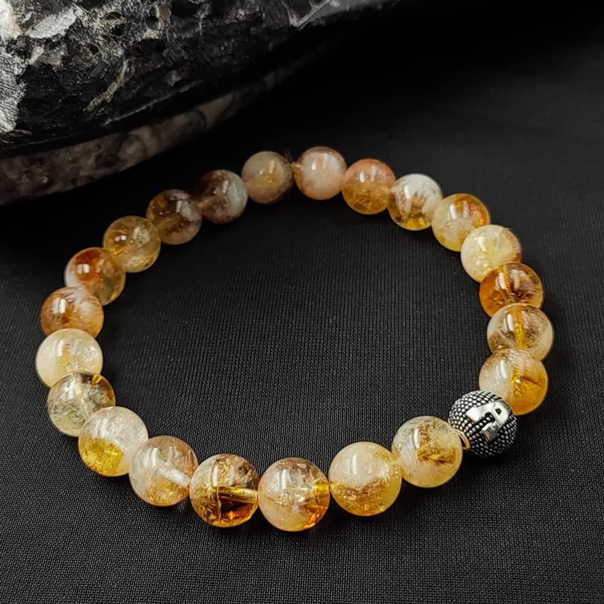 Kişiye Özel Gümüş Harfli Sitrin Taşı Bileklik