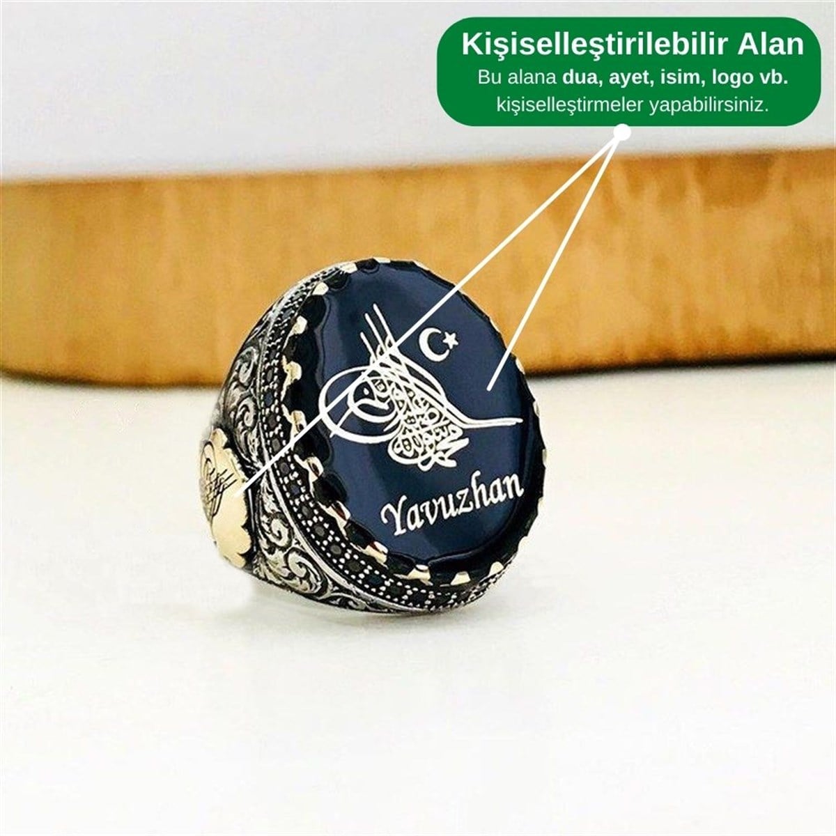 Kişiye Özel Osmanlı Tuğra Gümüş Yüzük