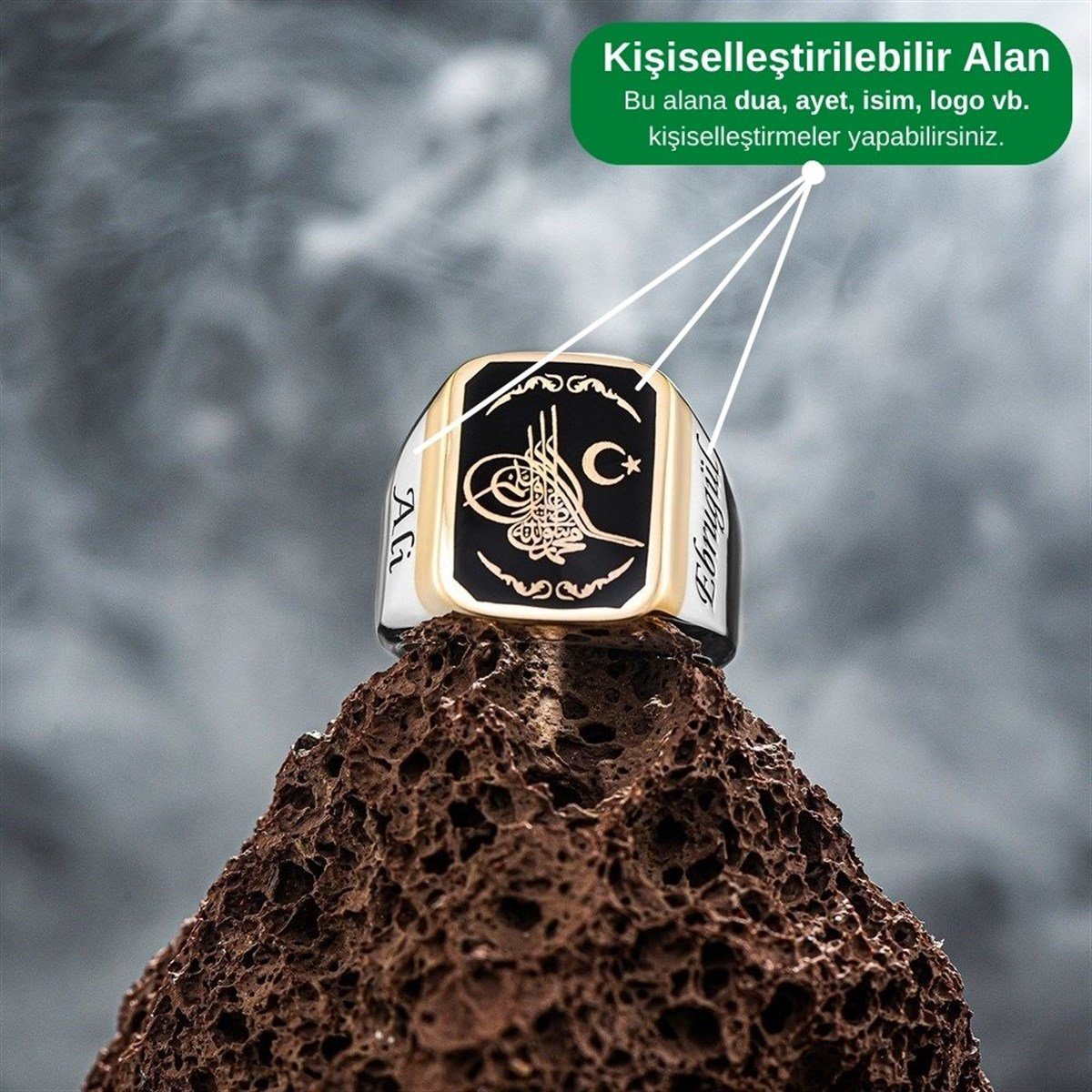 Kişiye Özel Tuğralı Gümüş Yüzük