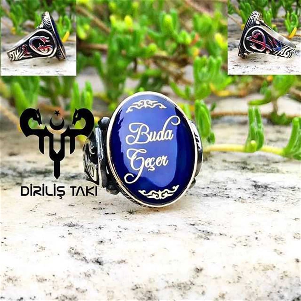 Kişiye Özel Yanları Elif Vav Motifli Gümüş Yüzük
